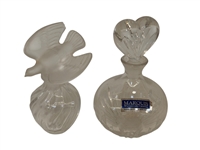 (5) Glass Perfume Bottles: Lalique, Waterford, Czech, Nina Ricci