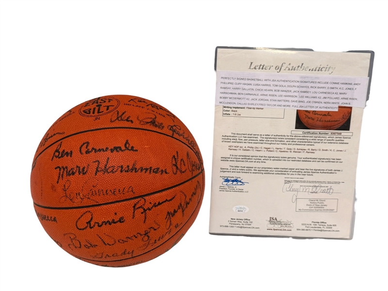 Hall of Fame Autographed Basketball Full JSA Certificate