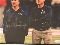 Jim and John Harbaugh Signed 8x10, Framed with 2 PSA Graded Cards JSA Certificate