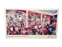F.X. McRorys Whiskey Bar Seattle Leroy Neiman 1980 Lithograph