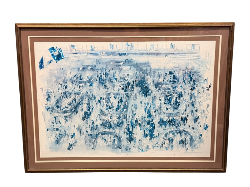 Leroy Neiman "Stock Exchange" Monochromatic Blue Print