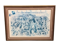 Leroy Neiman "Stock Exchange" Monochromatic Blue Print