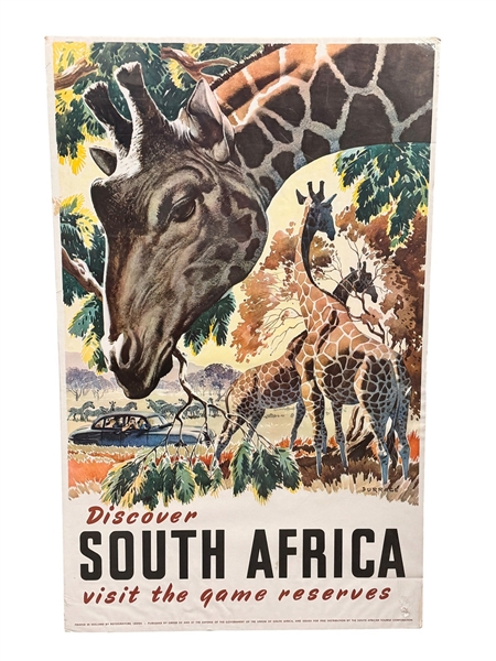 1950 South Africa Travel Poster "Discover South Africa" Illustrated by Mildred Giddings Burrage