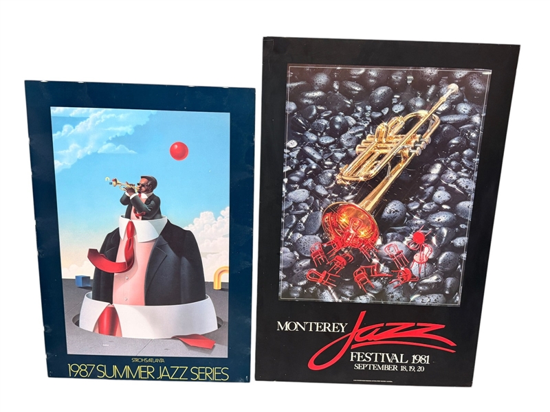 (2) Jazz Posters; Atlanta 1987 Illustrated Rene Magritte, Monterey 1981