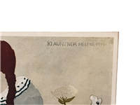 Helene Klaunzer 4 Girls and Dog in Field With Flowers 1914 Lithograph