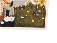 Helene Klaunzer 4 Girls and Dog in Field With Flowers 1914 Lithograph