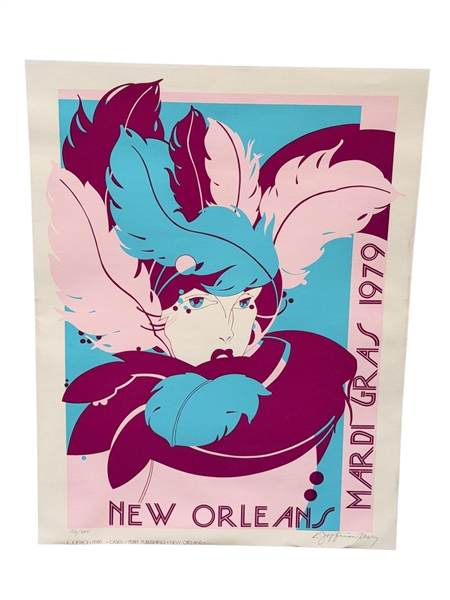 1979 Signed and Numbered Mardi Gras Poster Kathleen Joffrion Perry