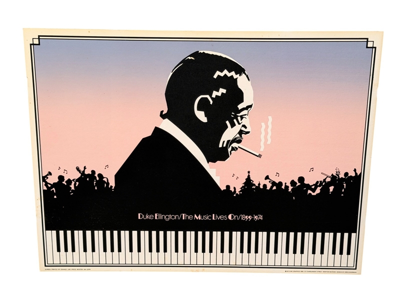 Duke Ellington Music Lives on 1974 Memorial Poster Designed by Oren Sherman