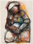 Godfrey Ndaba (South Africa) Pastel Mother and Child