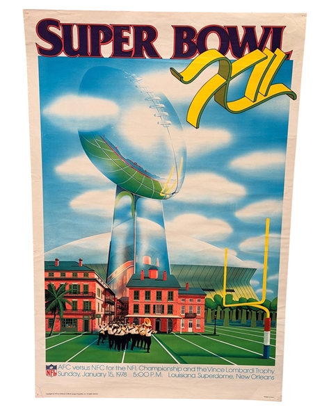 1978 Super Bowl XII Poster Dallas Cowboys vs. Denver Broncos