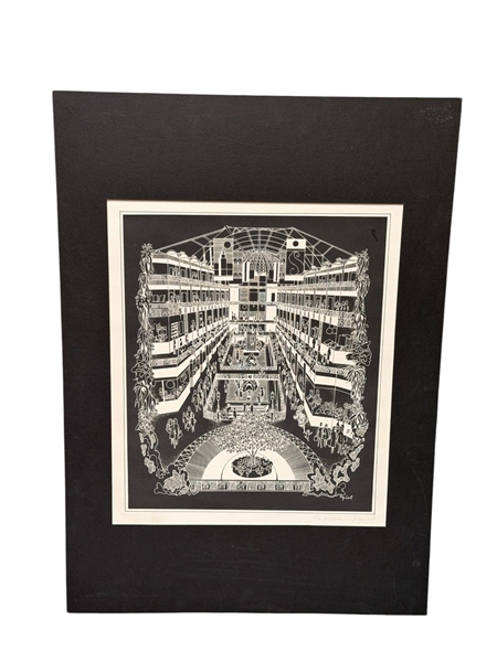 The Arcade "Crystal Palace" Black and White Print by Roger Coast 1983 S/N