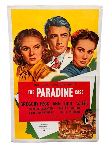 Alfred Hitchcock Movie Poster 1947 The Paradine Case with Gregory Peck