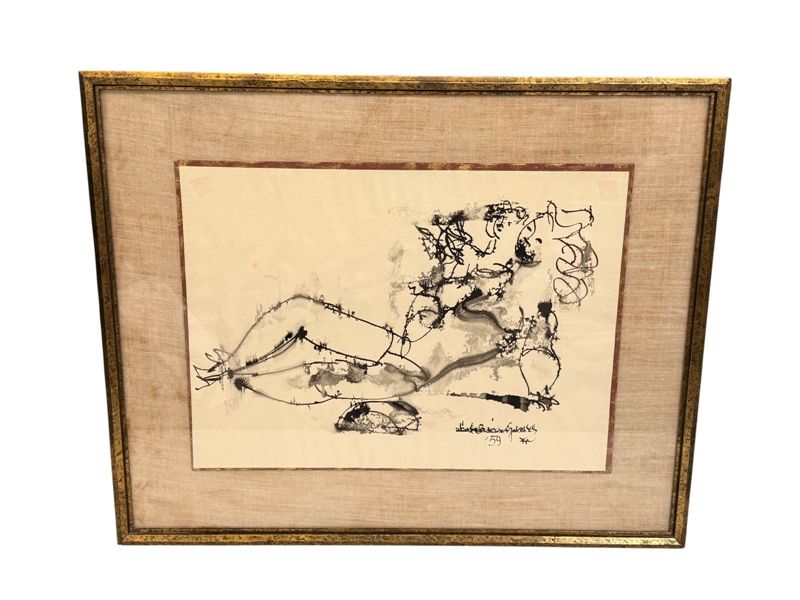 1959 Chaim Gross Watercolor Reclining Nude