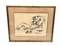 1959 Chaim Gross Watercolor Reclining Nude