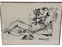 1959 Chaim Gross Watercolor Reclining Nude