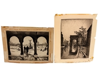 (2) Drypoint Etchings by Elias M. Grossman (Amer. 1898-1947) Washington Arch, Bethesda Fountain
