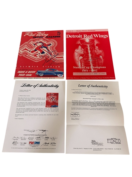 Group of Autographed Detroit Red Wings Ephemera