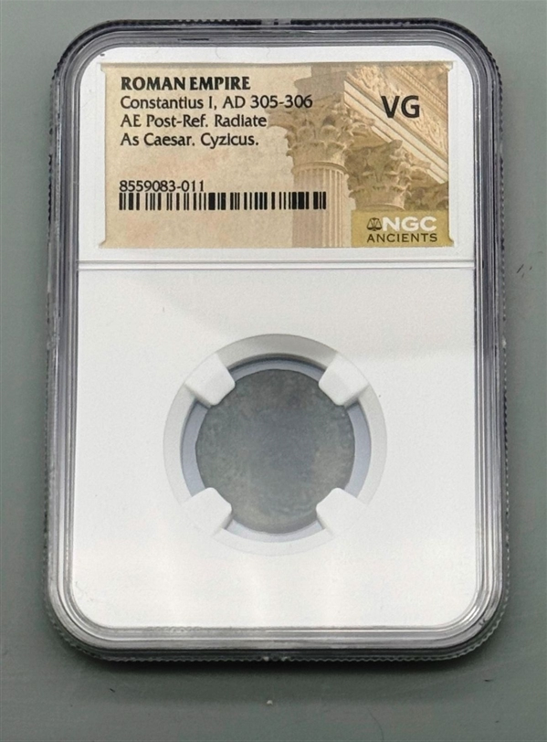 NGC VG Roman Empire Constantius I AD 305-306 AE Post-Ref Radiate As Caesar Cyzicus