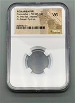 NGC VG Roman Empire Constantius I AD 305-306 AE Post-Ref Radiate As Caesar Cyzicus