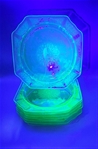 (8) Anchor Hocking Uranium Glass Plates Princess Green Pattern