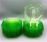 (20) Anchor Hocking Uranium Glass Plates Princess Green Pattern