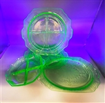 Group of Anchor Hocking Uranium Glass Divided Plates & Platter