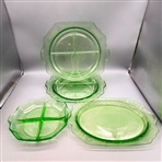 Group of Anchor Hocking Uranium Glass Divided Plates & Platter