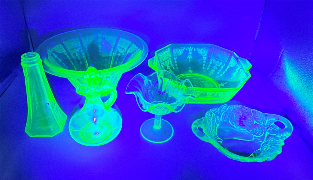 Group Anchor Hocking Uranium Glass Serving Dishes & Others