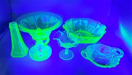 Group Anchor Hocking Uranium Glass Serving Dishes & Others