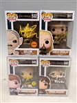 (4) Autographed Funko Pops; LOTR Frodo, Samwise, Gollum, Legolas