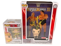 (2) Autographed Funko Pops Wrestle Mania Hulk Hogan, WWE Hulk Hogan