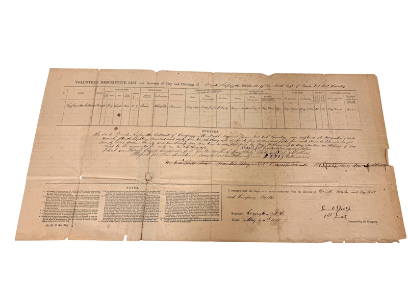 1865 Civil War Discharge Document