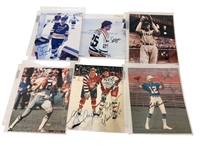 (6) Autographed Sports Photos; Staubach, Feller, Griese, Hockey