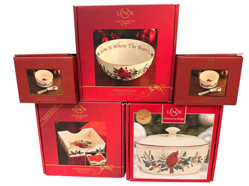 (5) Lenox Christmas Dishes in Original Boxes