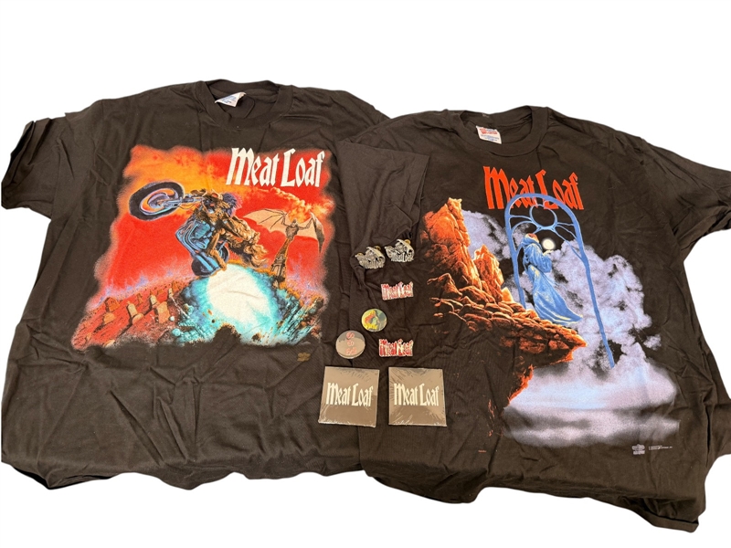 (2) Meatloaf Concert Touring T-Shirts: Bat Out of Hell, Rock-n-Roll Dreams Come Through