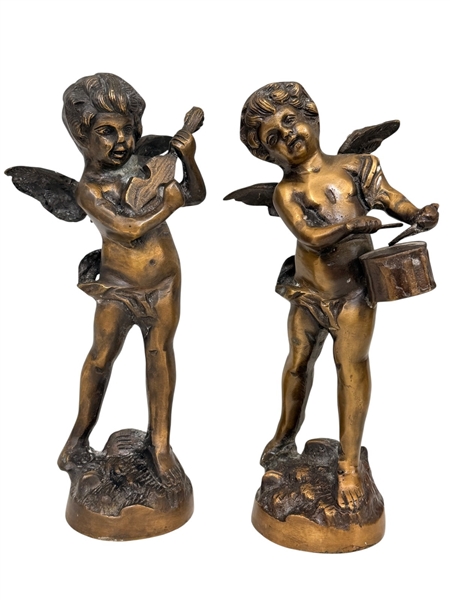 Pair Solid Brass Cherubs
