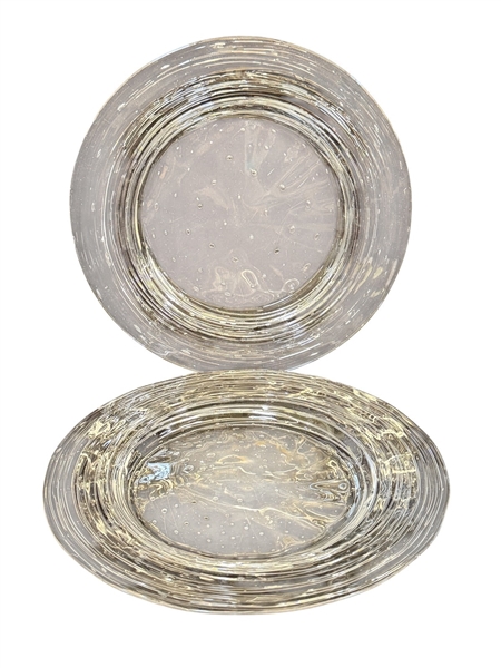 (2) Steuben Clear Bubble Threaded Plates