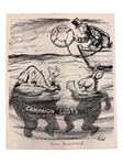 (5) Kenneth E. Crook Original Political Cartoon Art 1960's