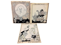(3) Richard Yardley Original Artwork Political Cartoons; Baltimore Sun