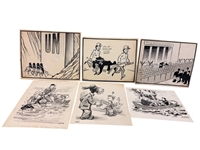 (6) Original Political Cartoon Art by Bastian, Jensen, Valtman