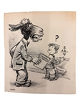 (6) Original Political Cartoon Art by Bastian, Jensen, Valtman