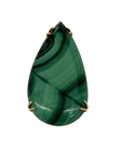 Stunning Malachite Tear Drop Cabochon Pendant Set in 14k Gold Basket & Pair 14k Gold Earrings with Blue Stones
