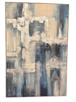 Large Abstract Oil Painting on Canvas Lines in Blue and White
