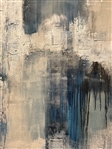 Large Abstract Oil Painting on Canvas Lines in Blue and White