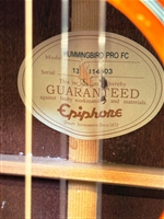 Epiphone Hummingbird Pro FC Acoustic Electric Guitar, Case & Accessories