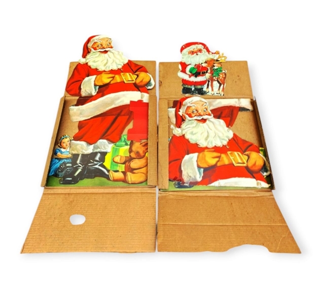 Vintage Stand-Up Cardboard Cutout Santa Claus Group