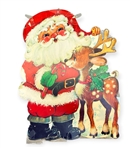 Vintage Stand-Up Cardboard Cutout Santa Claus Group