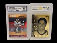 (2) Tom Brady Graded Football Cards; 2000 Rookie Phenoms, 2003 Merrick 23k Gold Laser Line