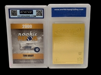 (2) Tom Brady Graded Football Cards; 2000 Rookie Phenoms, 2003 Merrick 23k Gold Laser Line