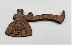 1901 Carrie Nation Cut Out the Whiskey Prohibition Lauret Stove Cast Iron Hatchet